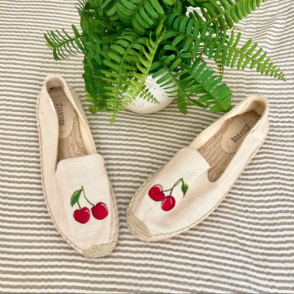 Soludos Cherry Espadrille Loafers Canvas Embroider